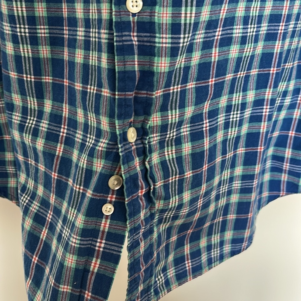 Brooks Brothers Sport Shirt Blue Medium‎ Short Sleeve Plaid Cotton Button Down - Picture 4 of 5